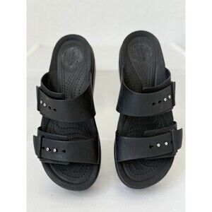 Women’s Black Double-Strap Slide Sandals